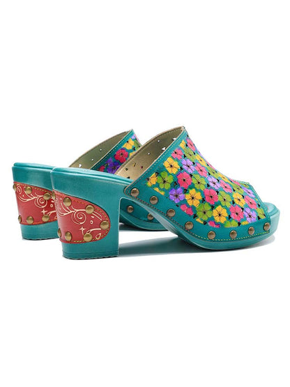 Retro Handmade Four-color Printed Sandals