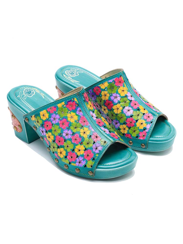 Retro Handmade Four-color Printed Sandals