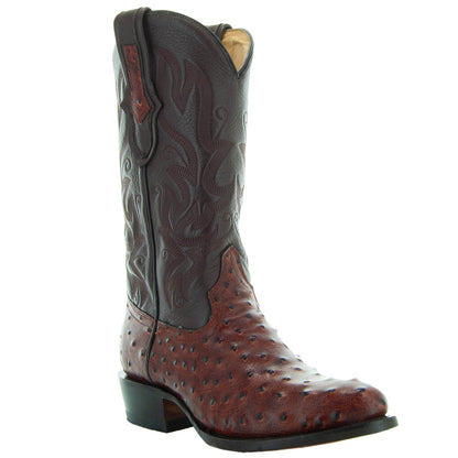 Men's Cognac Ostrich Print Cowboy Boots (H7002)
