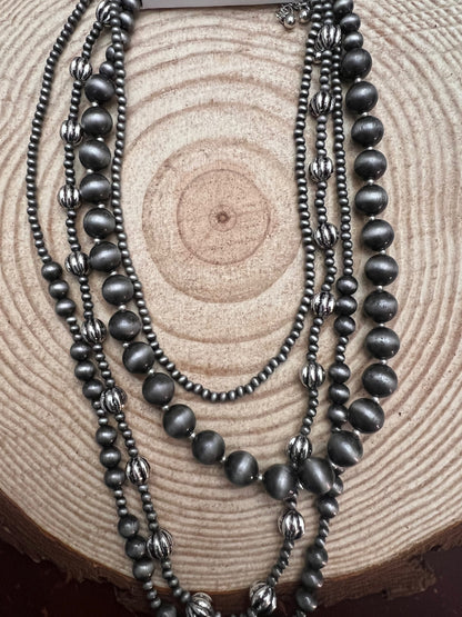 Western Faux Sterling Pearl Necklace Set - 16, 18, 20 and 22 inch set