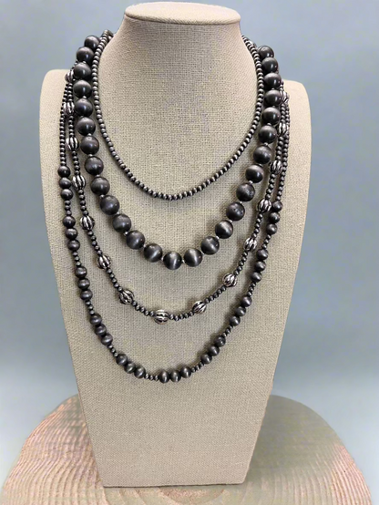 Western Faux Sterling Pearl Necklace Set - 16, 18, 20 and 22 inch set