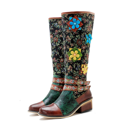 Vintage Handmade Stunning Floral Boots