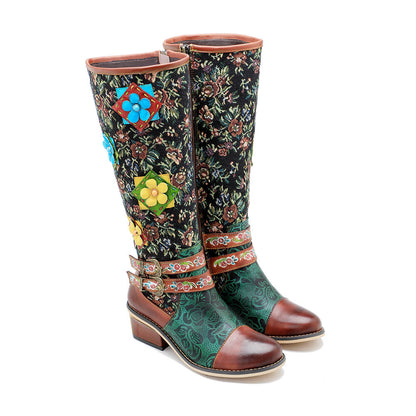 Vintage Handmade Stunning Floral Boots