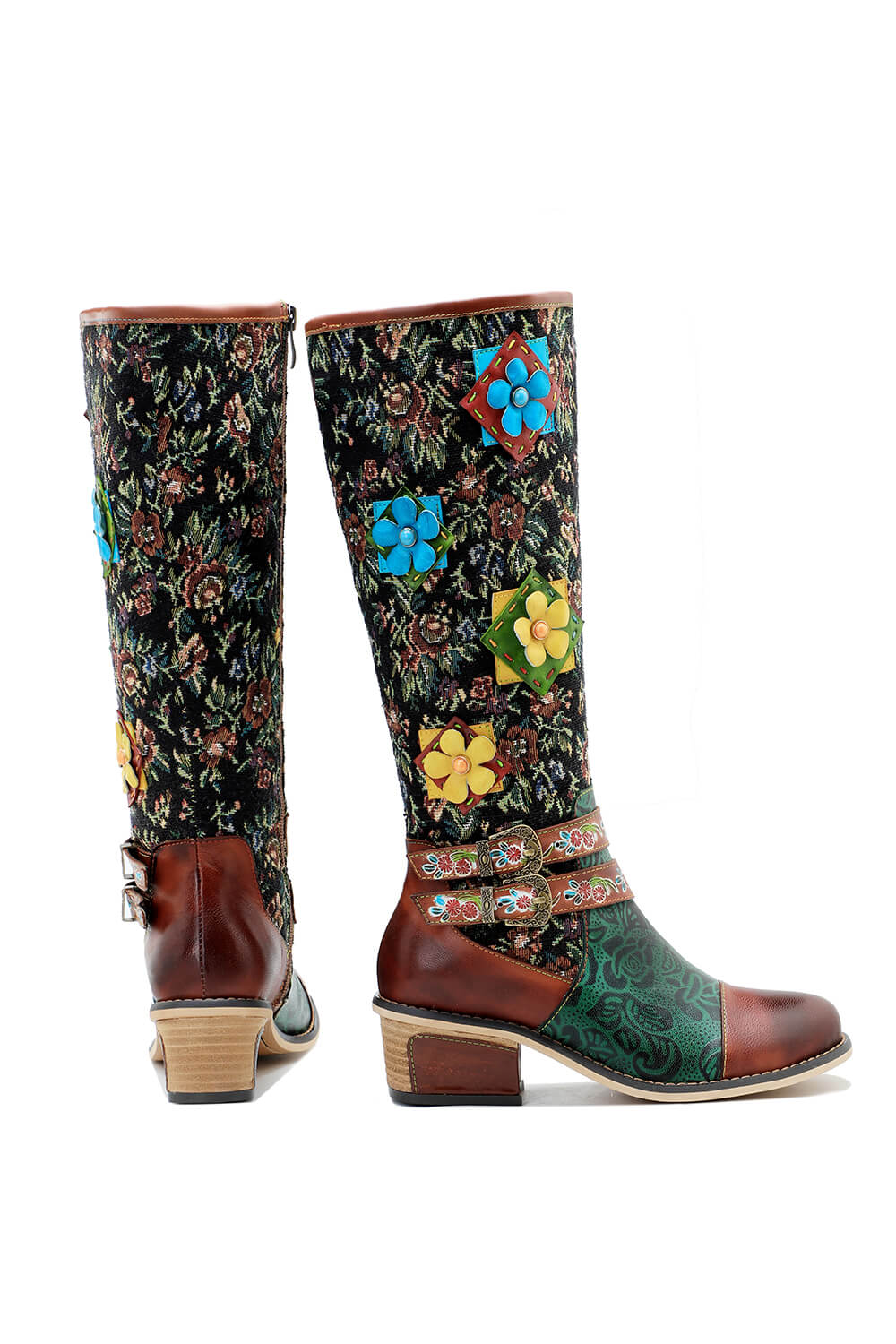 Vintage Handmade Stunning Floral Boots