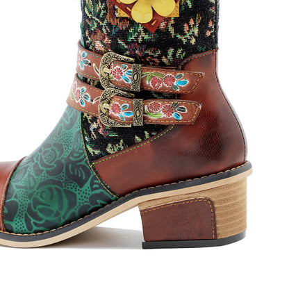 Vintage Handmade Stunning Floral Boots