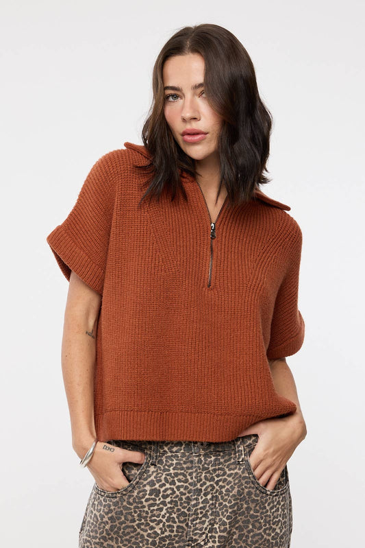 Half-Zip Sweater - Rust