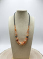 Graduated Orange Spiny Necklace with Sterling Silver Pearls - 23 inch