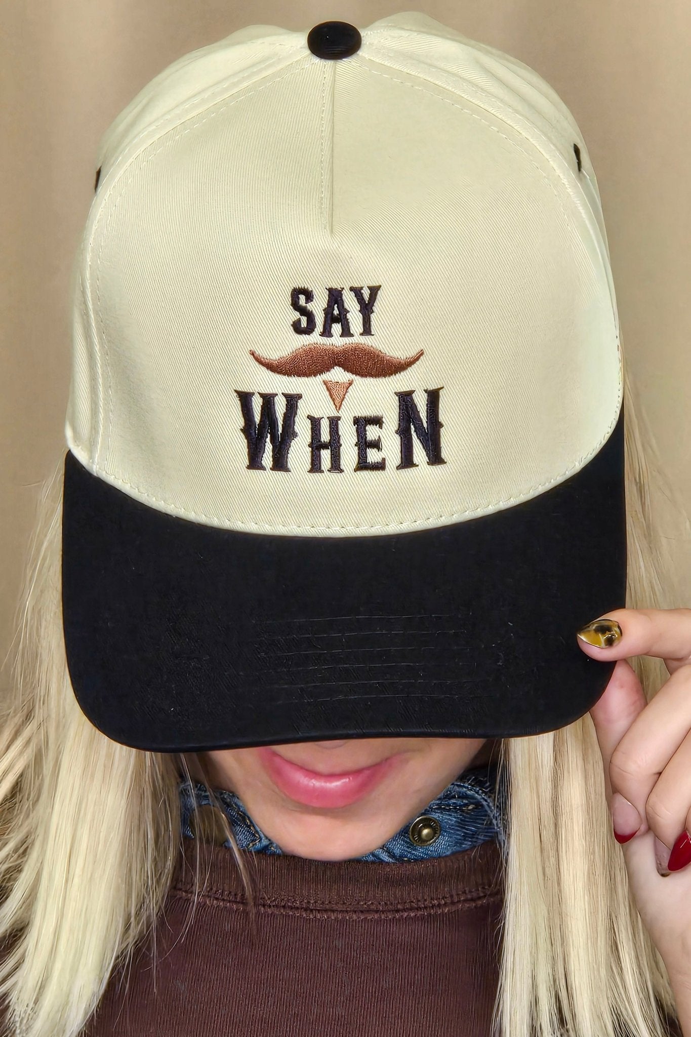 Say When Mustache Two-Tone Trucker Hat