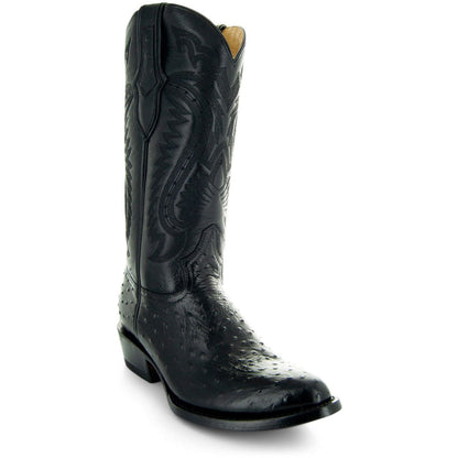 Men's Black Ostrich Print Cowboy Boots (H7002)