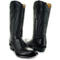 Men's Black Ostrich Print Cowboy Boots (H7002)