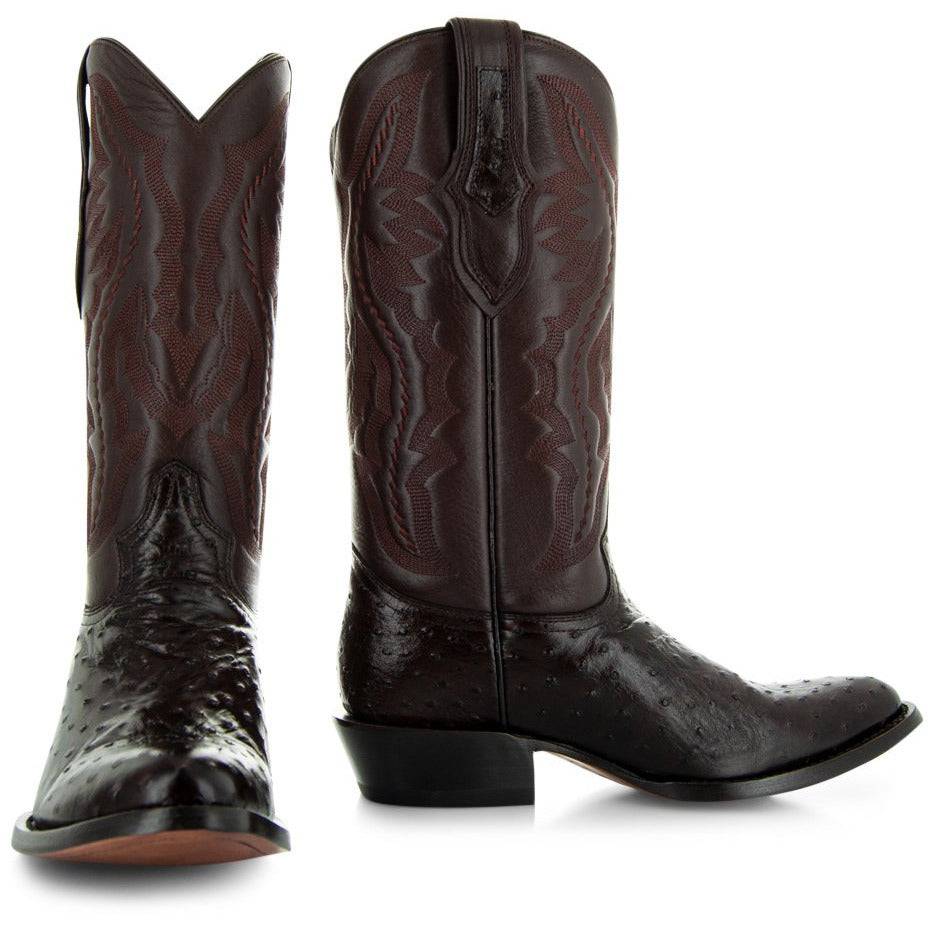 Men's  Brown Ostrich Print Cowboy Boots (H7002)