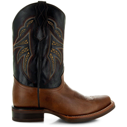 Miel Square Toe Leather Cowboy Boots H4002