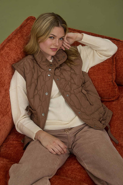 Tie Down Quilted Puffer Vest - 2 Colors!
