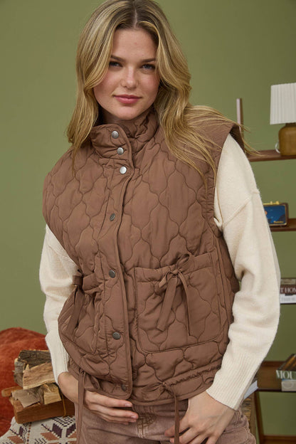 Tie Down Quilted Puffer Vest - 2 Colors!