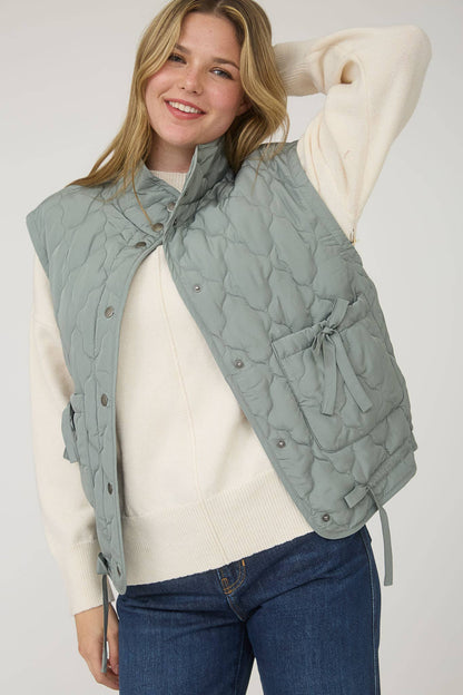 Tie Down Quilted Puffer Vest - 2 Colors!