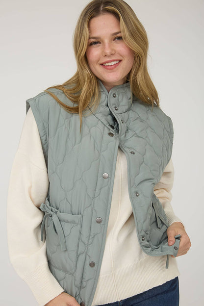 Tie Down Quilted Puffer Vest - 2 Colors!