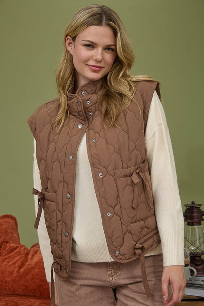 Tie Down Quilted Puffer Vest - 2 Colors!