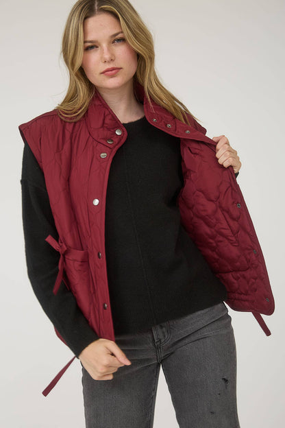 Tie Down Quilted Puffer Vest - 2 Colors!