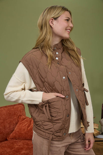 Tie Down Quilted Puffer Vest - 2 Colors!