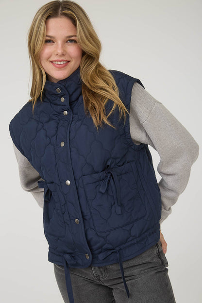 Tie Down Quilted Puffer Vest - 2 Colors!