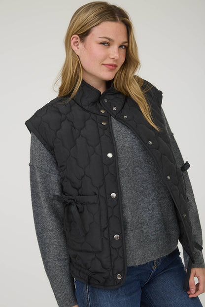 Tie Down Quilted Puffer Vest - 2 Colors!