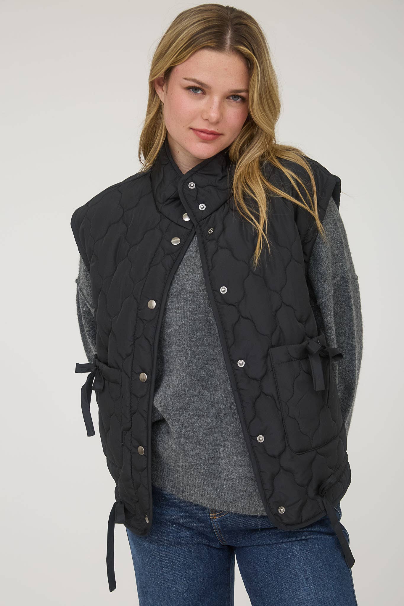 Tie Down Quilted Puffer Vest - 2 Colors!