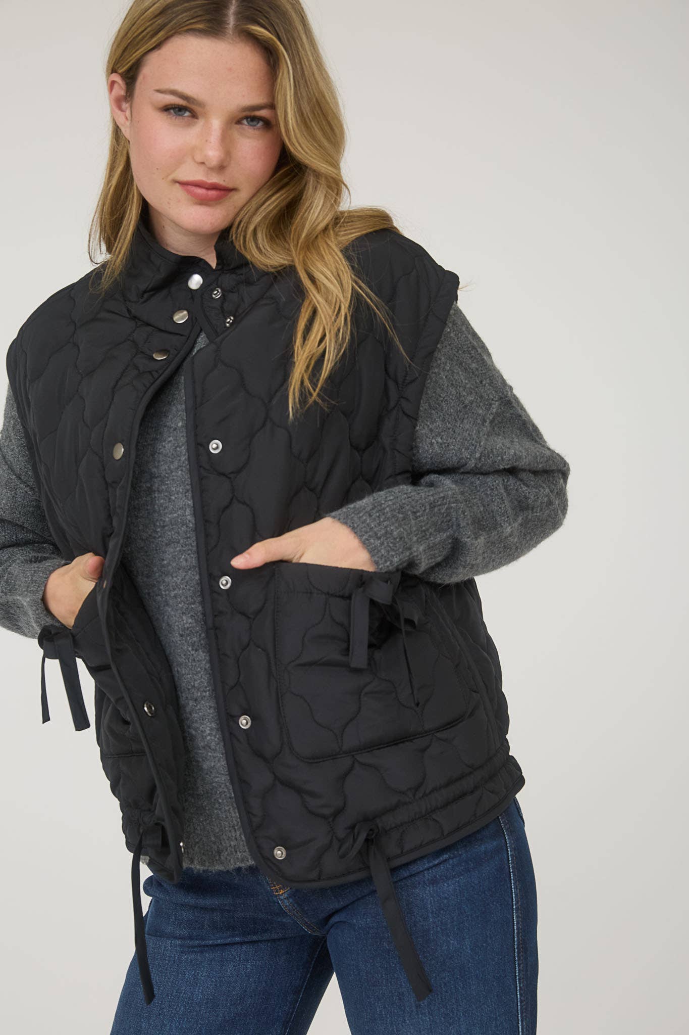 Tie Down Quilted Puffer Vest - 2 Colors!