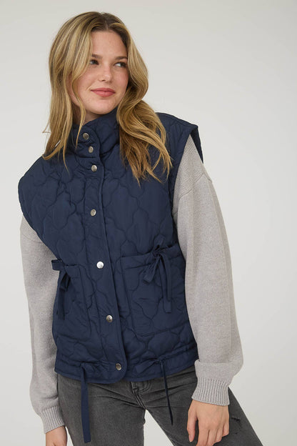 Tie Down Quilted Puffer Vest - 2 Colors!
