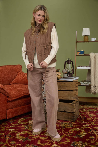 Tie Down Quilted Puffer Vest - 2 Colors!