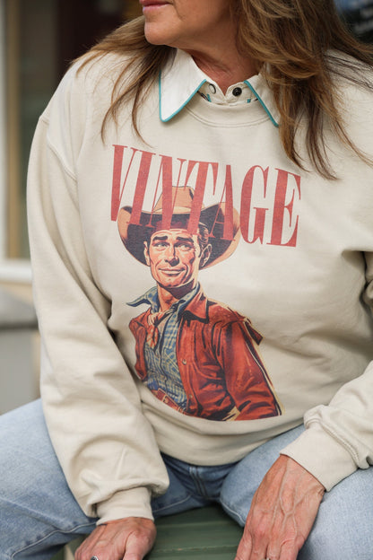 Vintage Cowboy Crewneck Sweatshirt - small remains