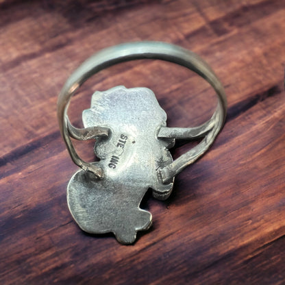 Vintage Native American handmade sterling silver and turquoise ring - Size 5