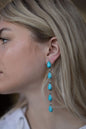 Western 5 Teardrop Shape Faux Turquoise Dangle Earrings - 3 1/2 inch drop