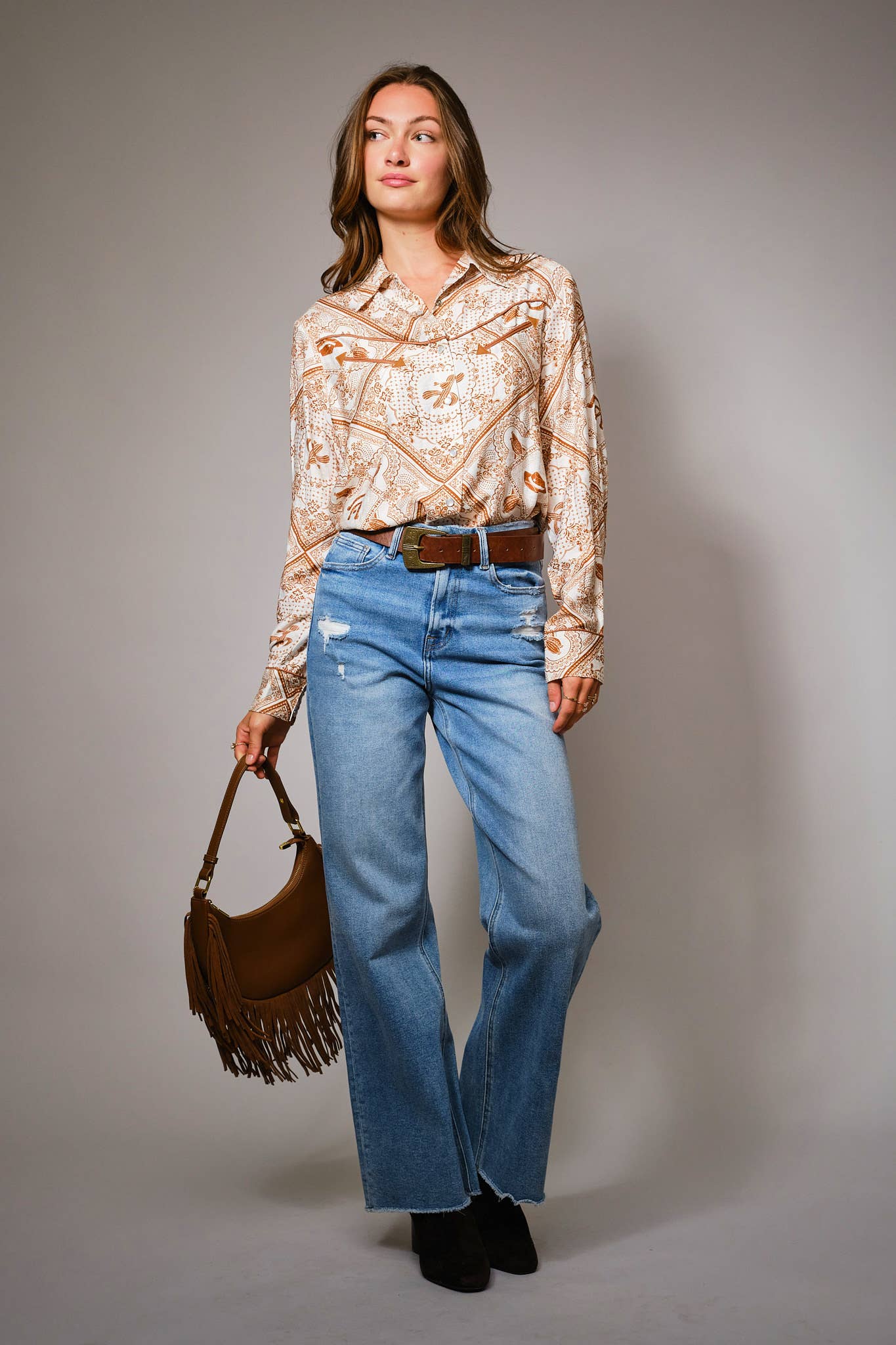 Western Bandana Button-Up Shirt