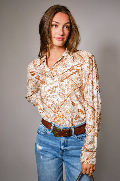 Western Bandana Button-Up Shirt