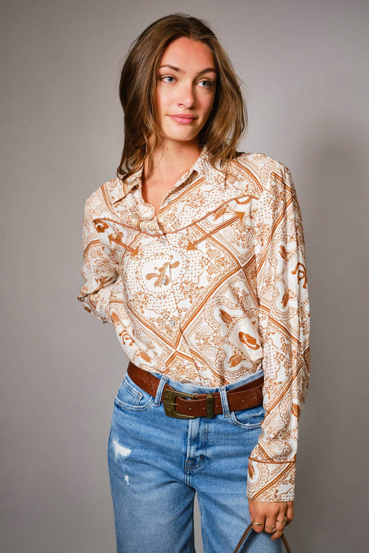 Western Bandana Button-Up Shirt