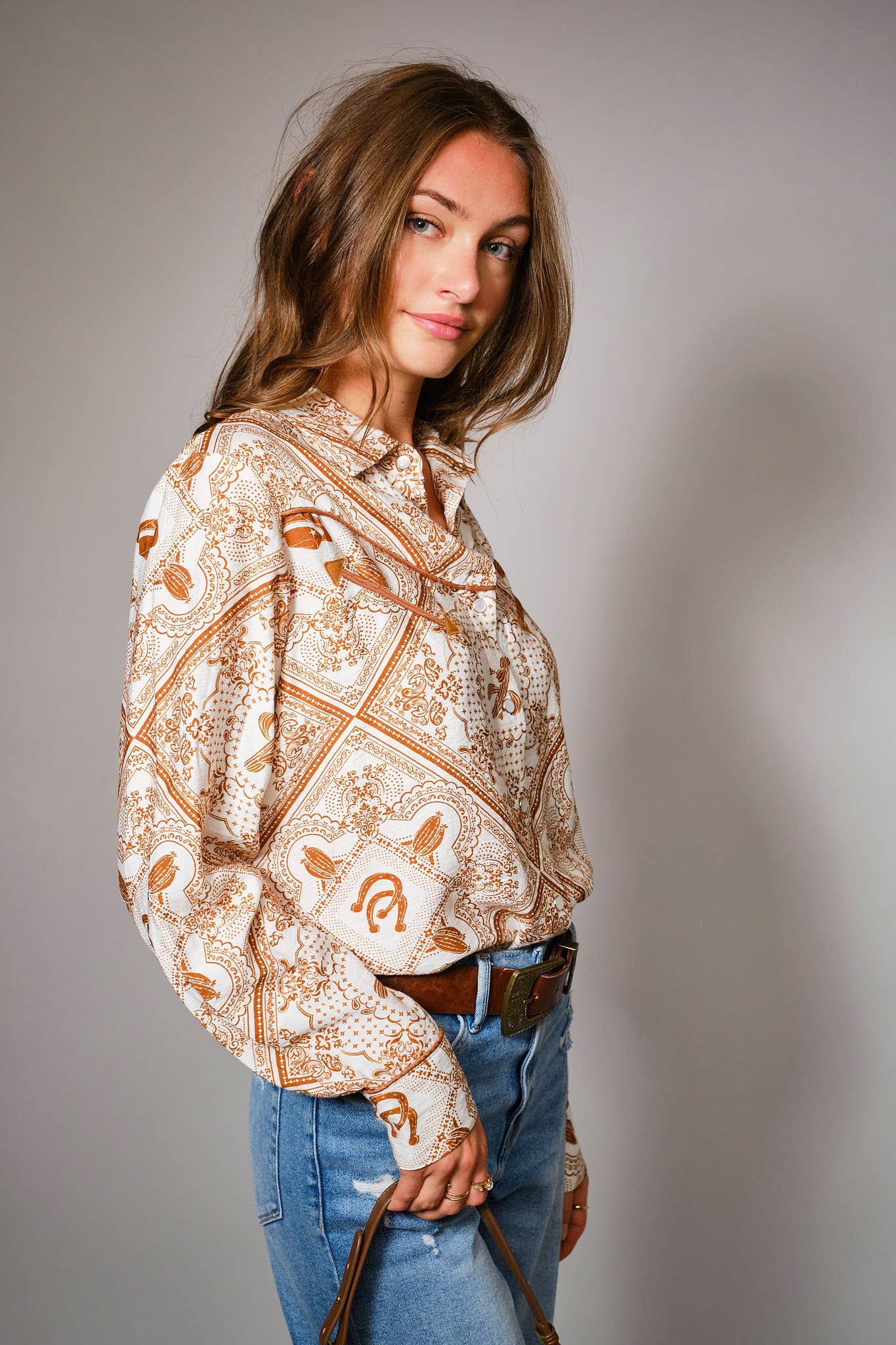 Western Bandana Button-Up Shirt