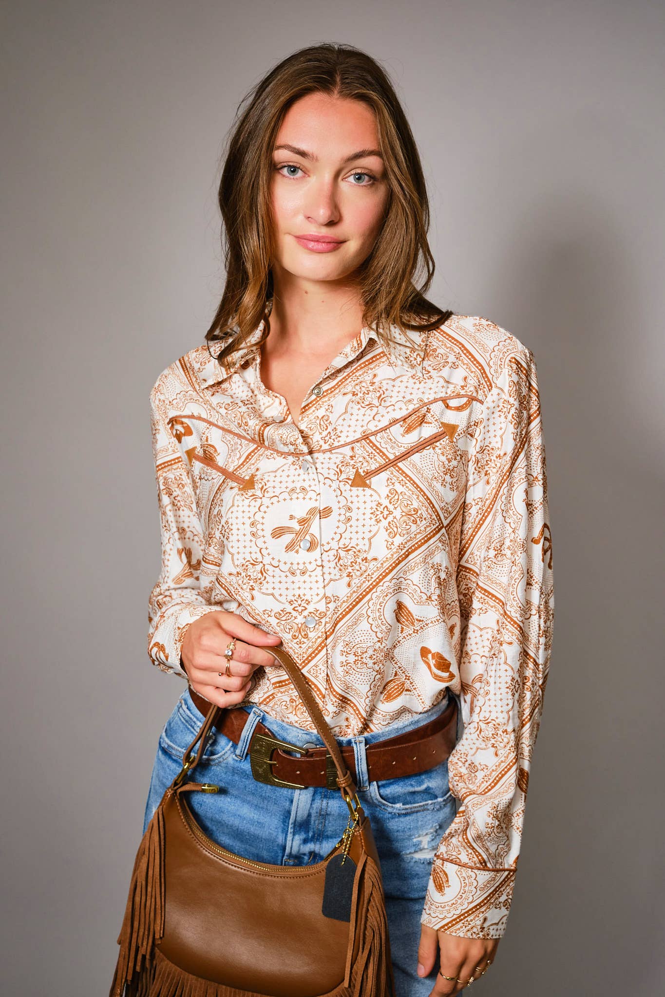 Western Bandana Button-Up Shirt