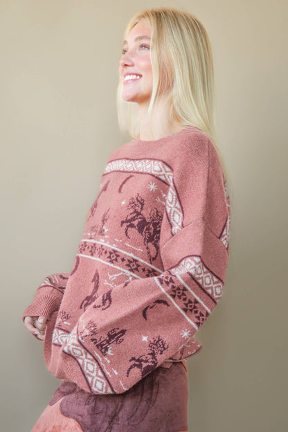 Western Express Knit Sweater - Taupe or Mauve