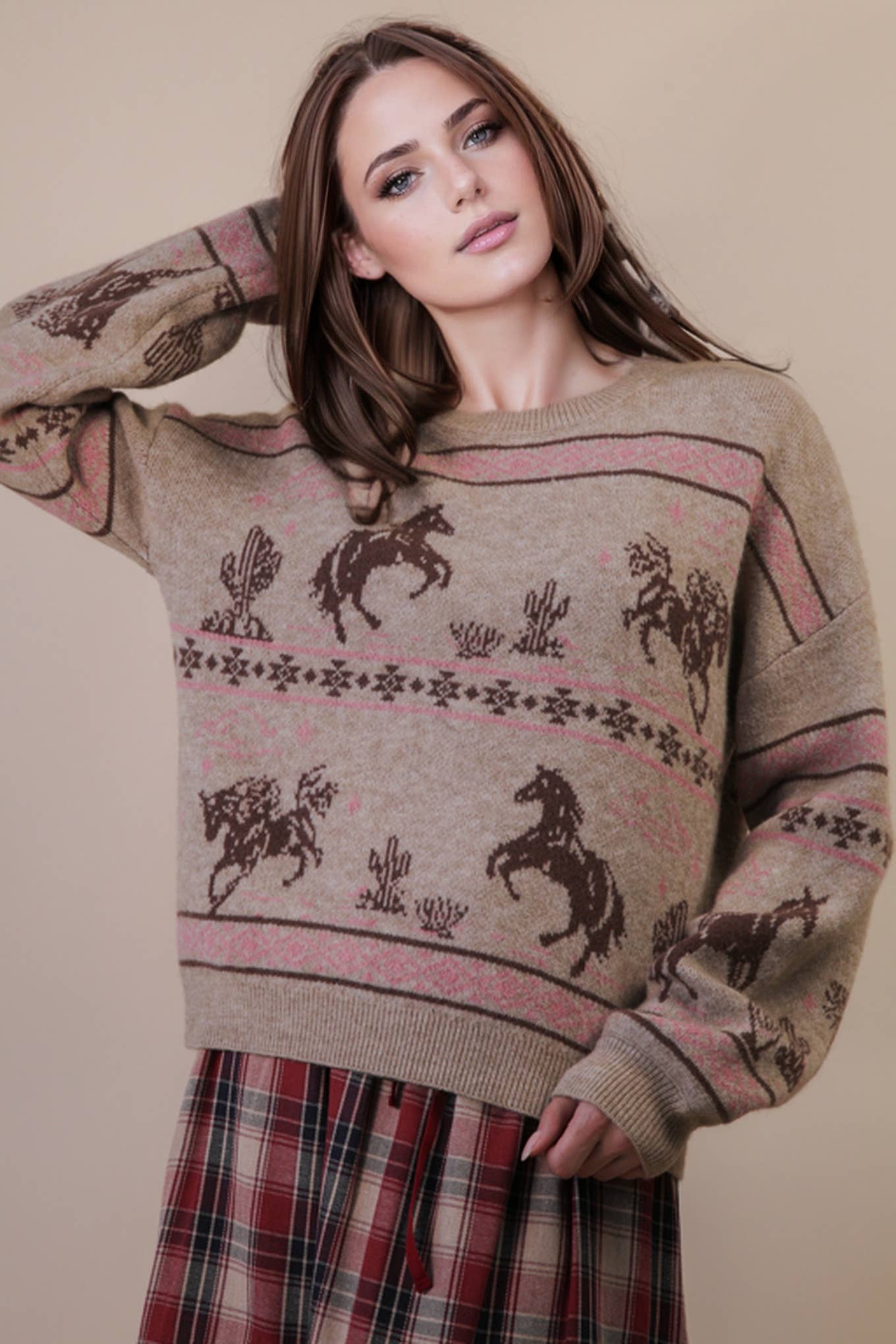 Western Express Knit Sweater - Taupe or Mauve