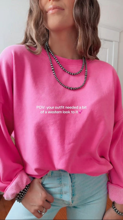 Western Faux Silver Pearl Necklace - 18 and 22 inch set