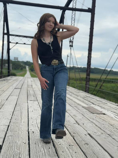 Western Faux White Buffalo Lariat Statement Necklace - 24 inch