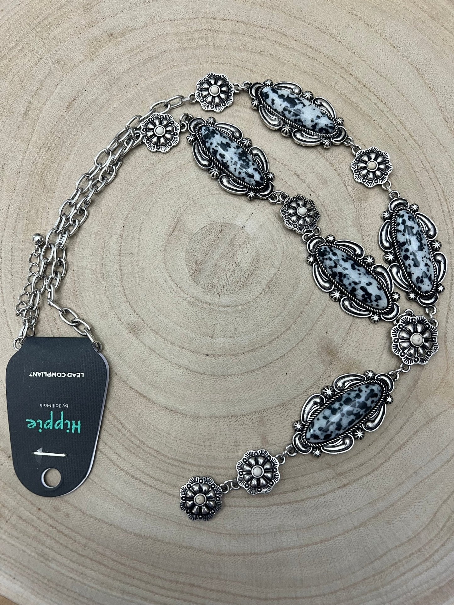 Western Faux White Buffalo Lariat Statement Necklace - 24 inch