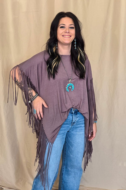 Western Showstopper Fringe Top - Mocha