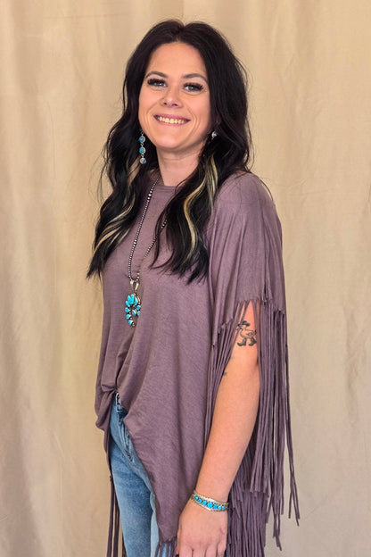 Western Showstopper Fringe Top - Mocha