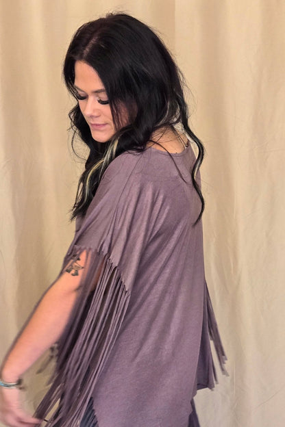 Western Showstopper Fringe Top - Mocha