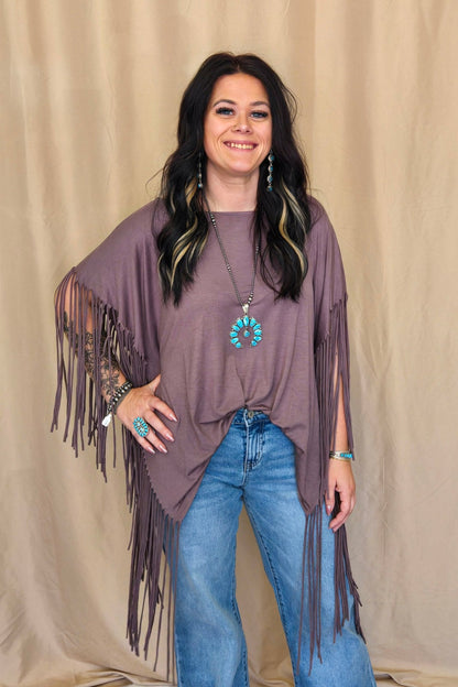 Western Showstopper Fringe Top - Mocha